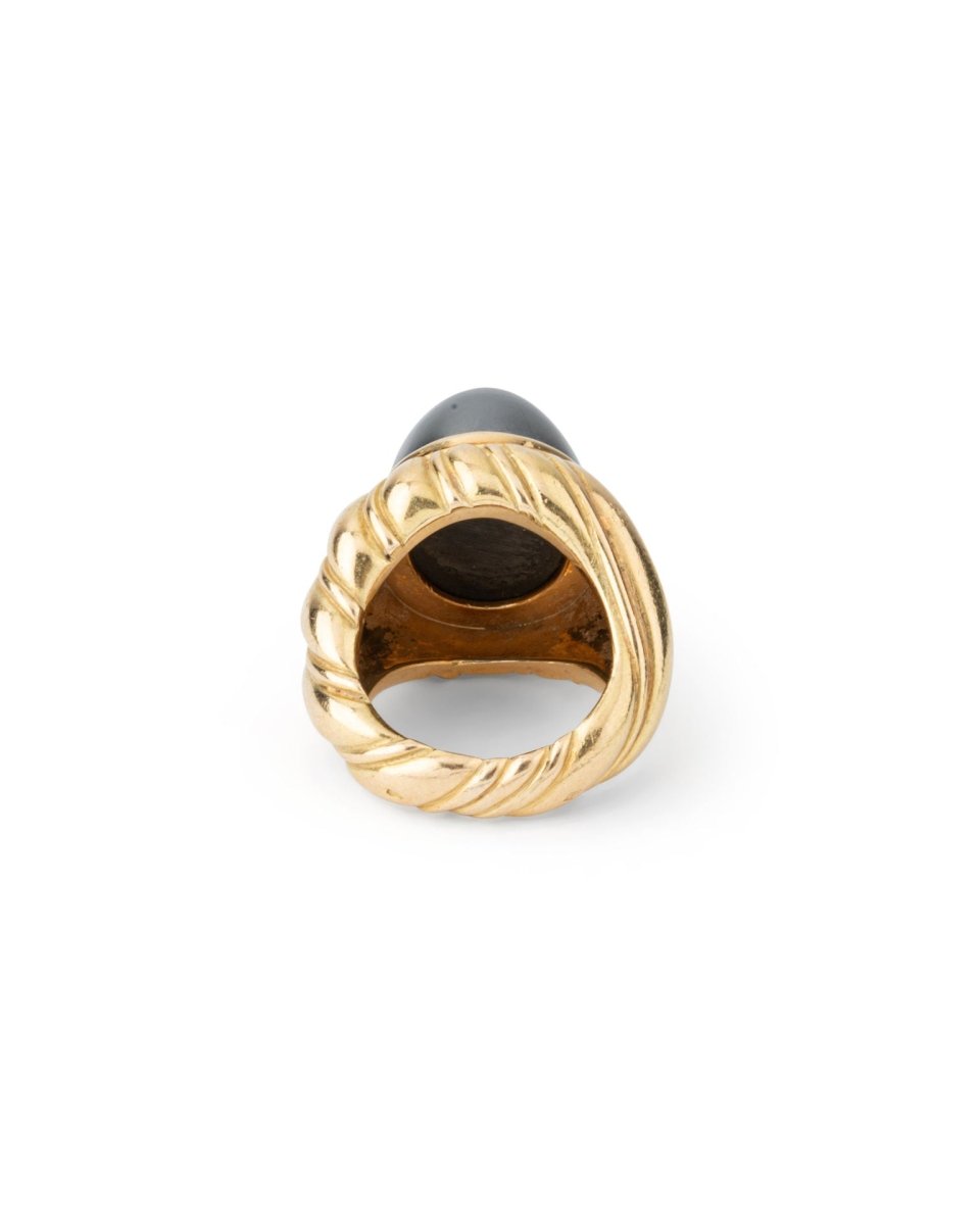 Chaumet, Bague Cocktail Vintage Or Hématite - Maison Eloe