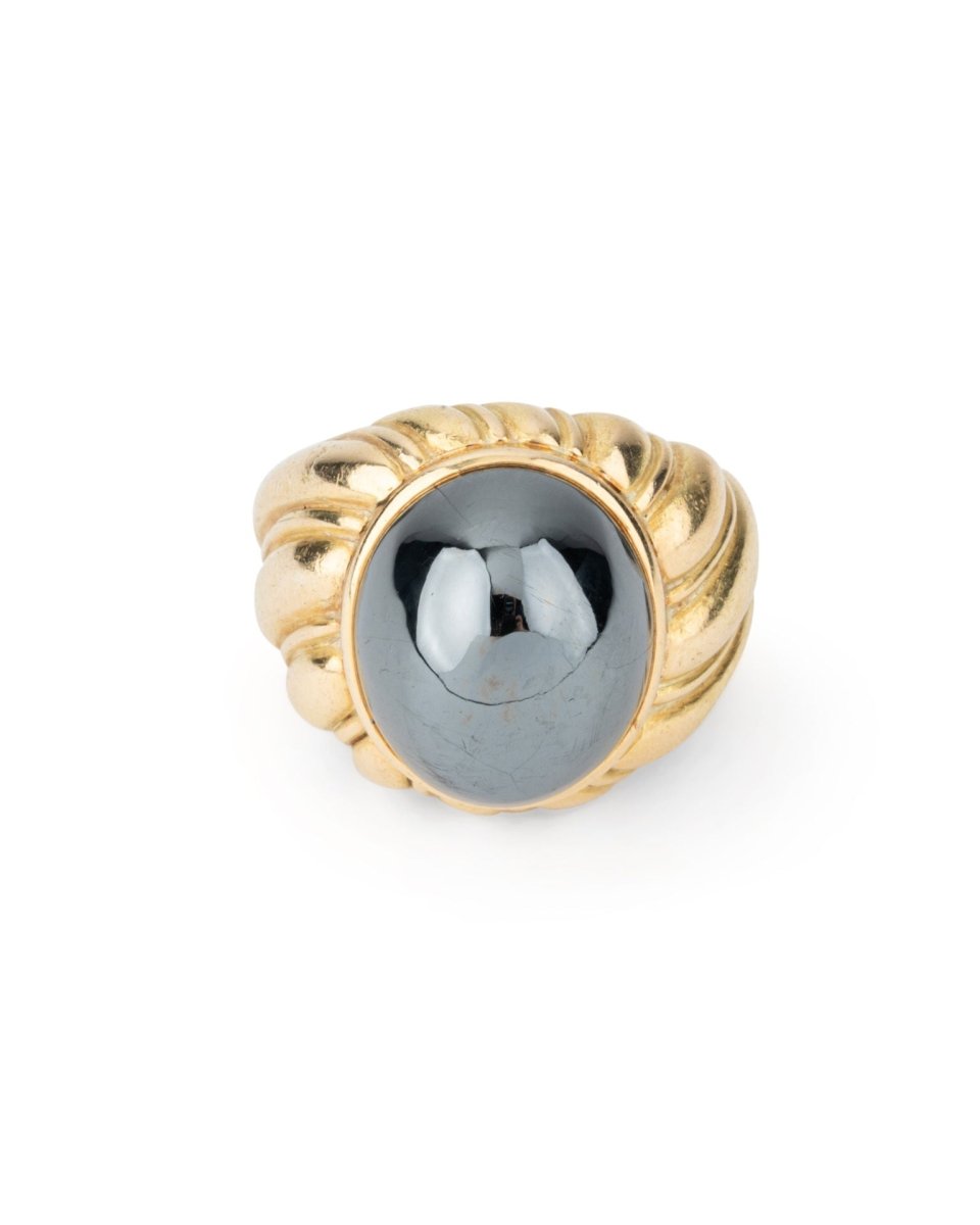 Chaumet, Bague Cocktail Vintage Or Hématite - Maison Eloe