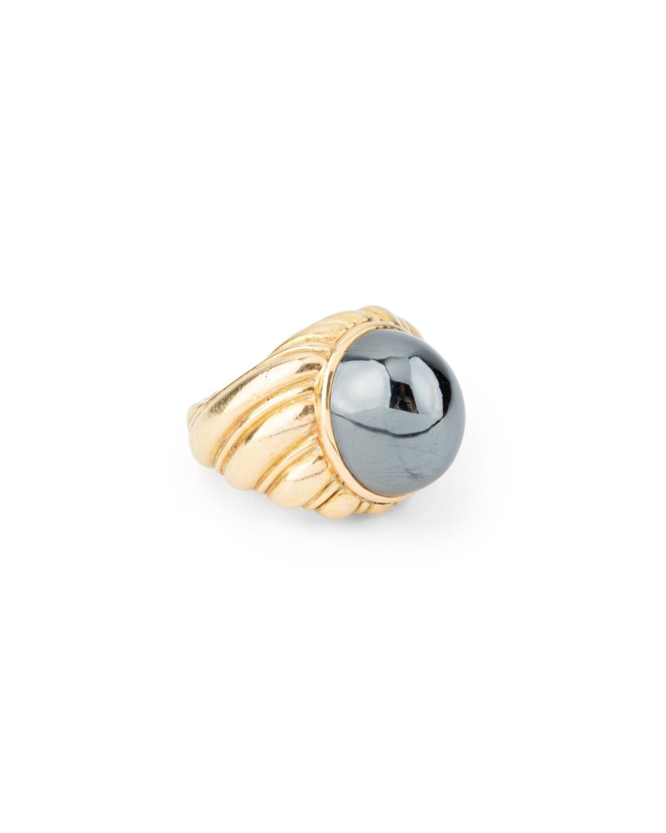 Chaumet, Bague Cocktail Vintage Or Hématite - Maison Eloe