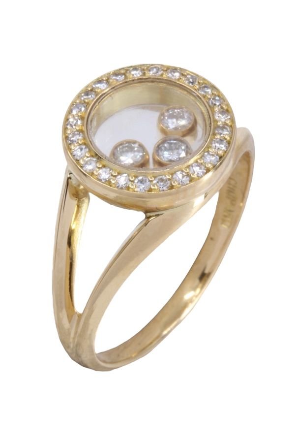 Bague Chopard "Happy Diamonds" en or jaune et diamants - Maison Eloe