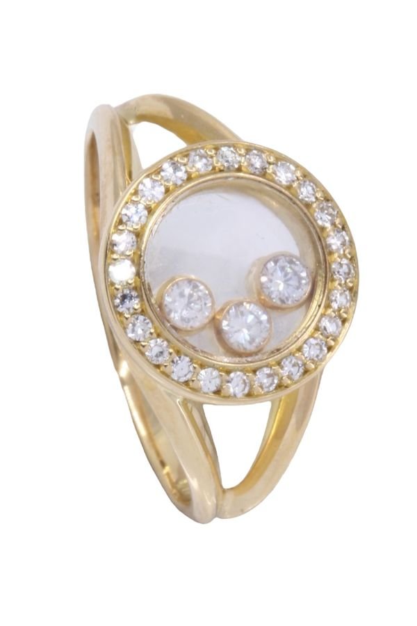 Bague Chopard "Happy Diamonds" en or jaune et diamants - Maison Eloe