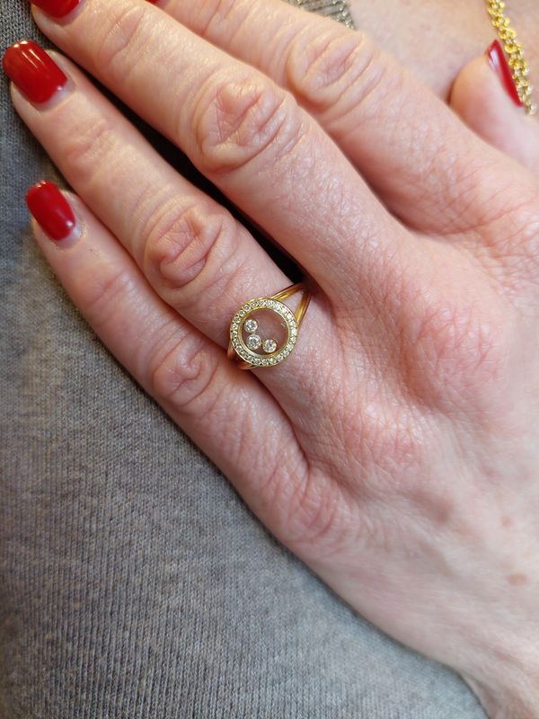 Bague Chopard "Happy Diamonds" en or jaune et diamants - Maison Eloe