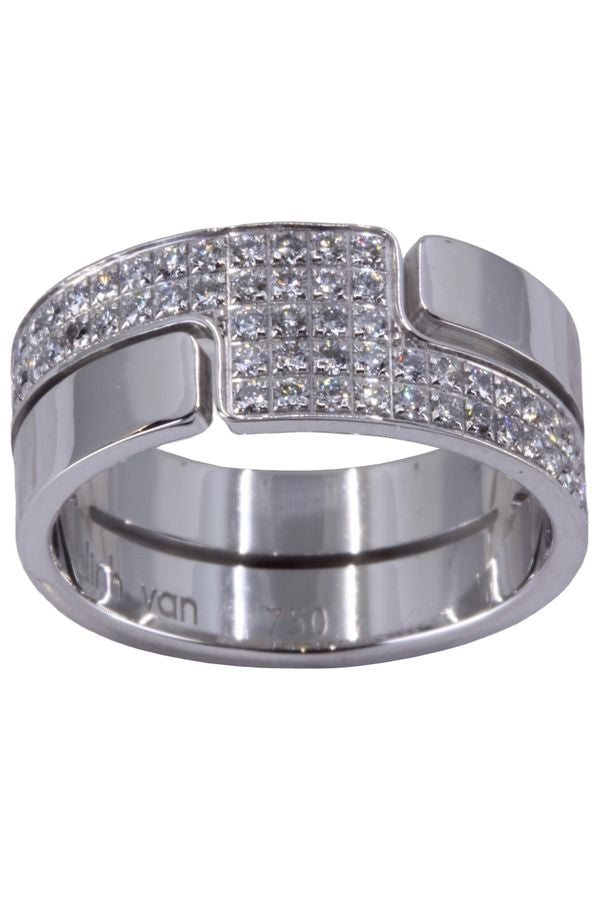 Dinh Van, Bague Seventies, Or Blanc Diamants
