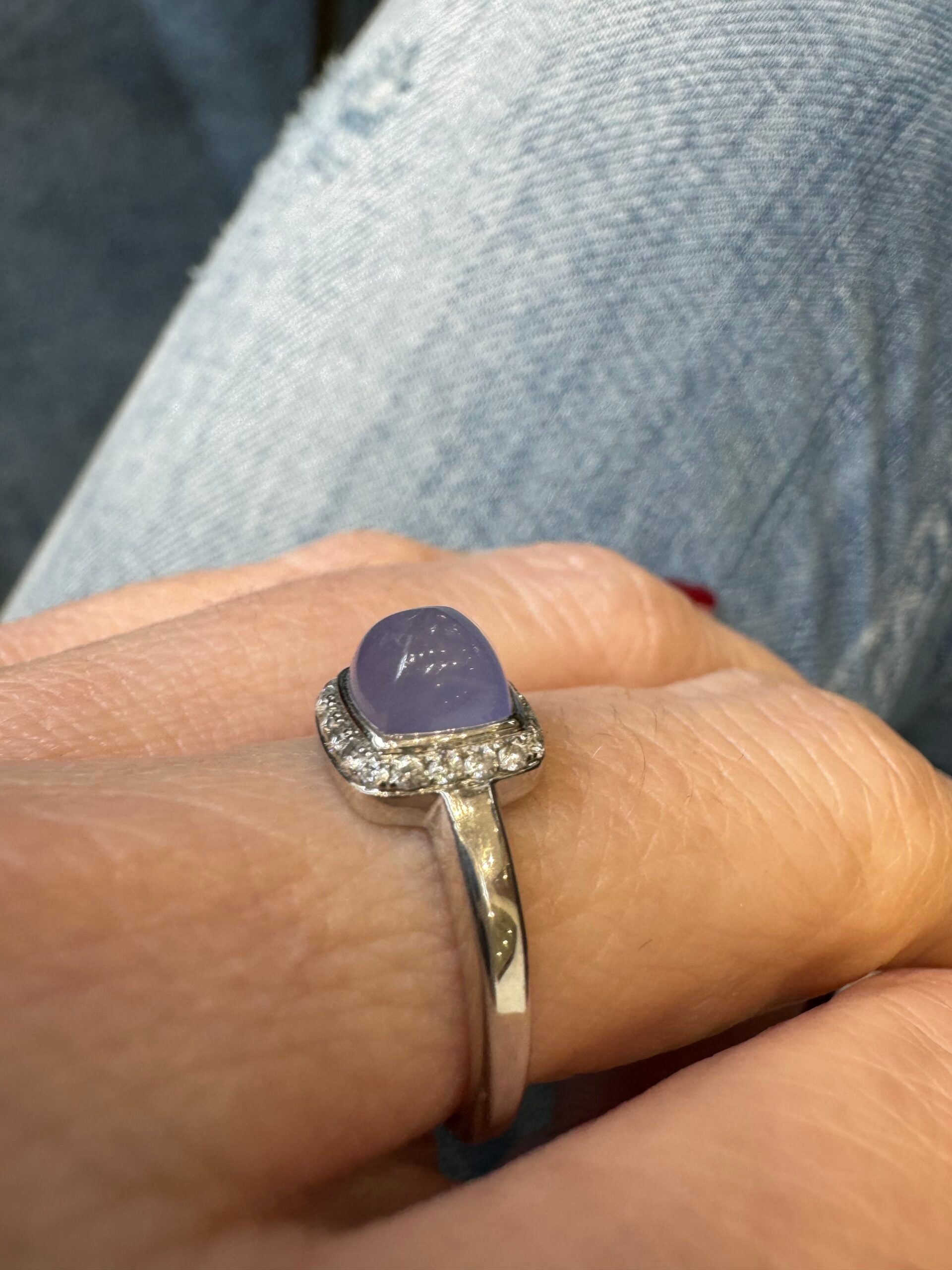 Fred, "Pain de Sucre" Ring, White Gold, Diamonds, Lavender Jade