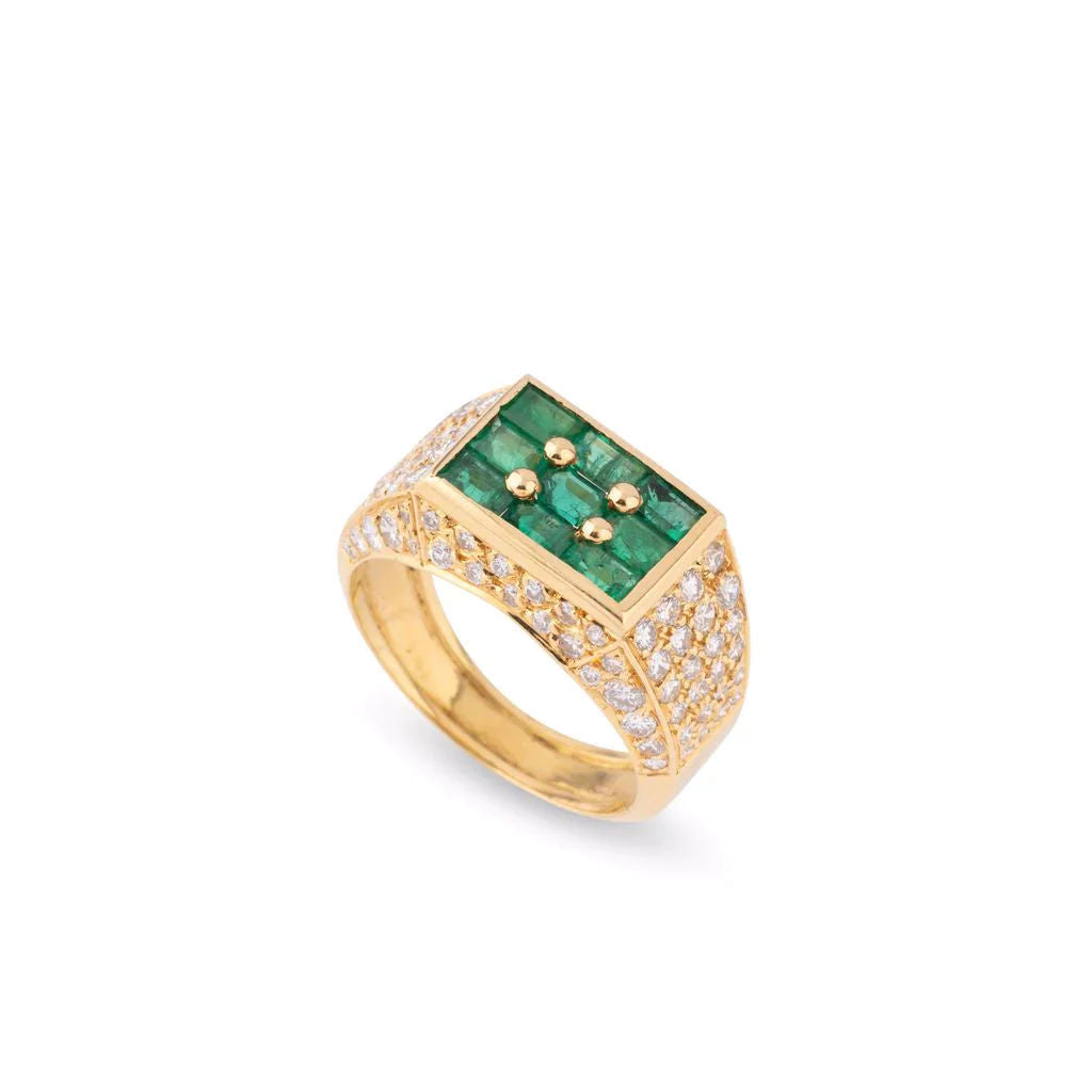 Bague Fred Vintage Emeraudes et Diamants