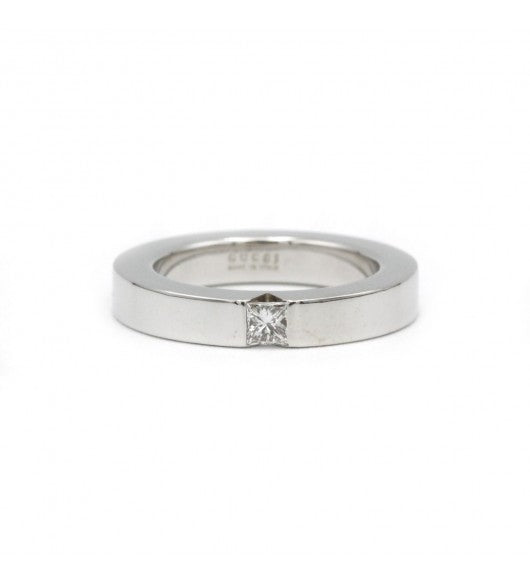 Gucci, Bague Solitaire Or Blanc Diamant