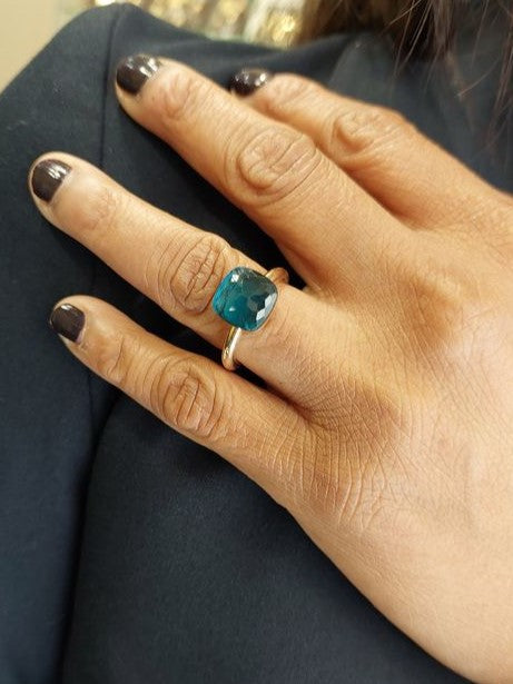 POMELLATO, BAGUE NUDO CLASSIC TOPAZE BLUE LONDON