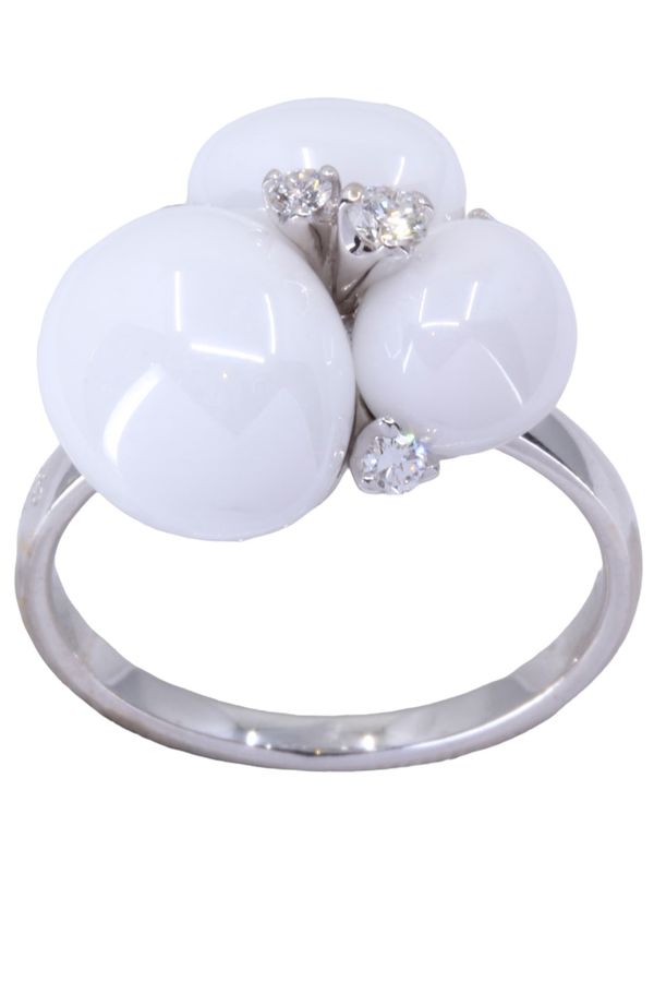 Pomellato, bague Capri,  or Blanc, Diamants et céramique Blanche