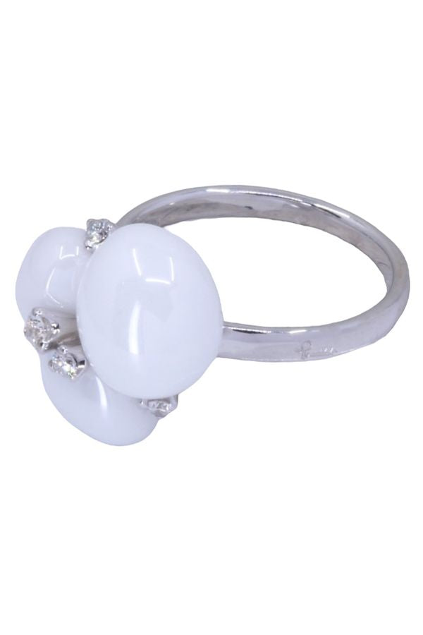 Pomellato, Capri ring, white gold, diamonds and white ceramic