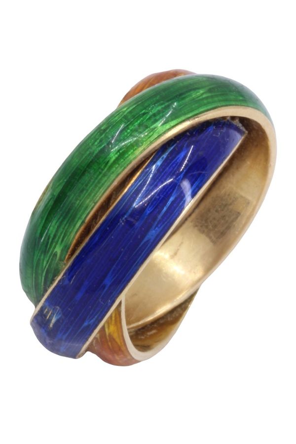 VAN CLEEF & ARPELS GOLD AND ENAMEL RING