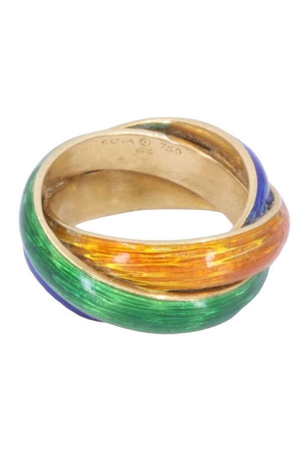 VAN CLEEF & ARPELS GOLD AND ENAMEL RING