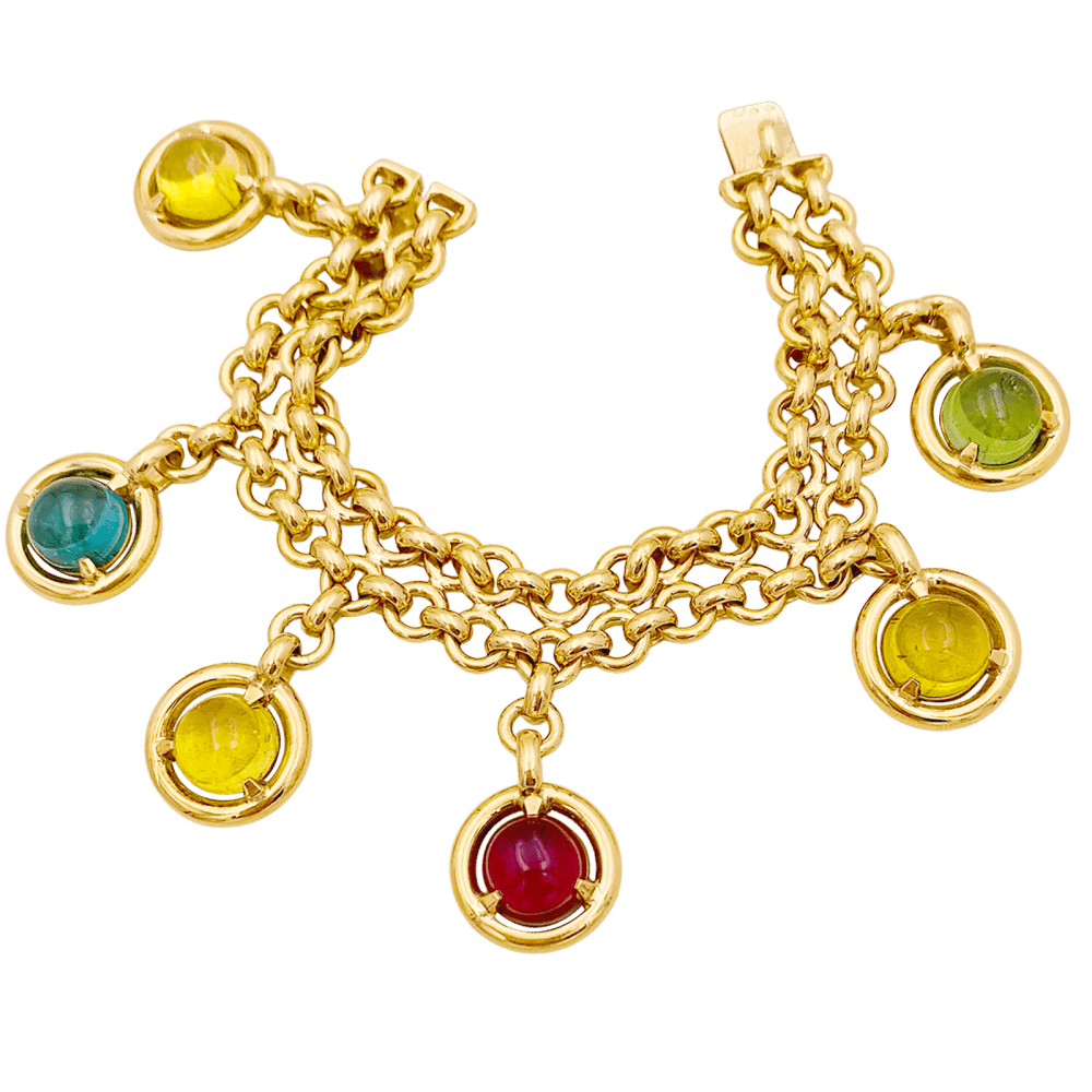 Bracelet or jaune, tourmalines de couleur. - Maison Eloe