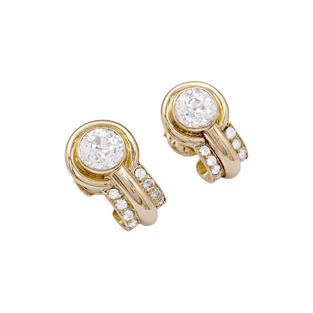 Boucles d'oreilles, or jaune et diamants.