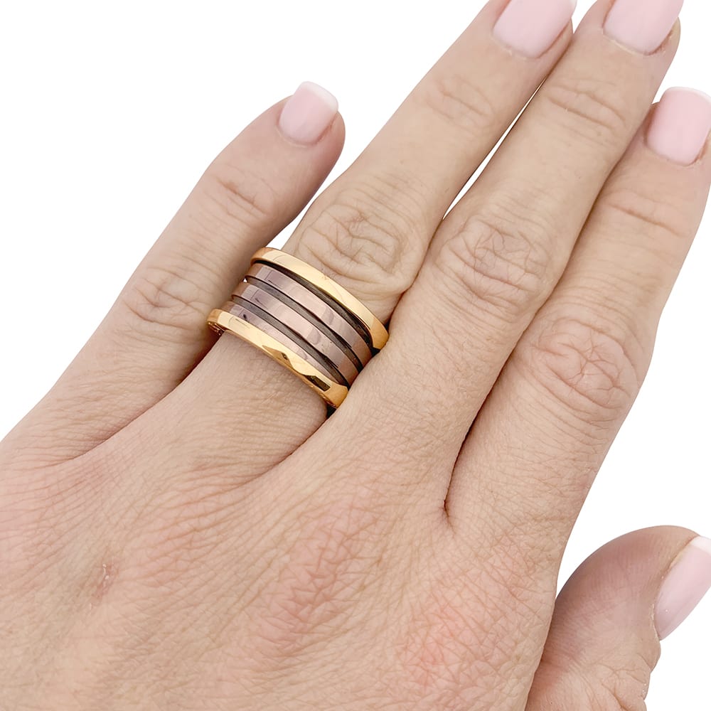 Bague Bulgari, "B.Zero1", or rose, cermet.