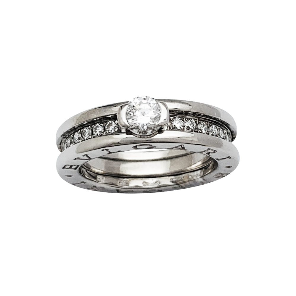 Bague Bulgari, "B.Zero1", or blanc et diamant central - Maison Eloe