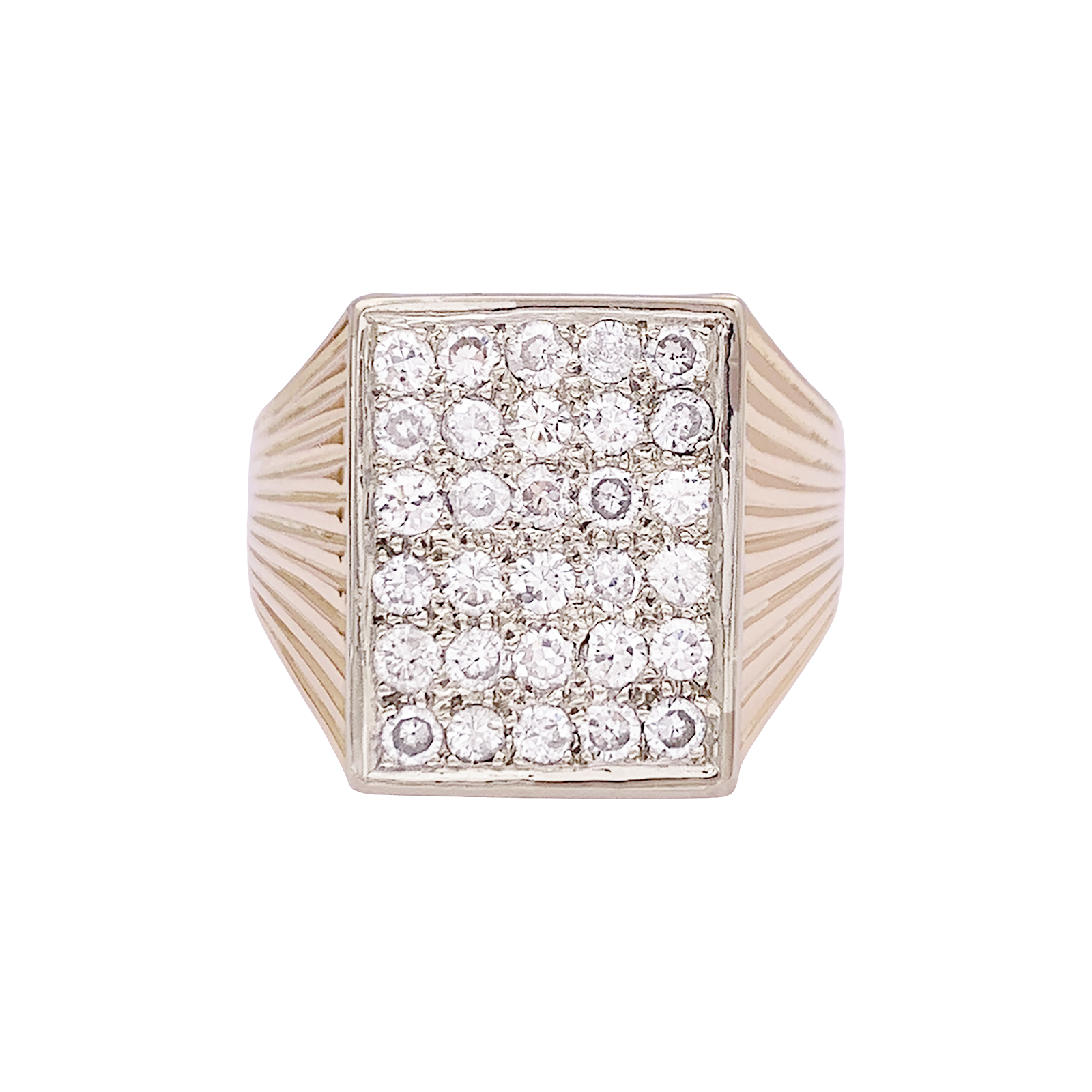 Bague chevalière or jaune, diamants.