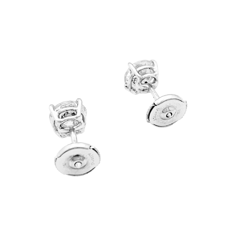 Boucles d'oreilles or blanc et diamants. - Maison Eloe