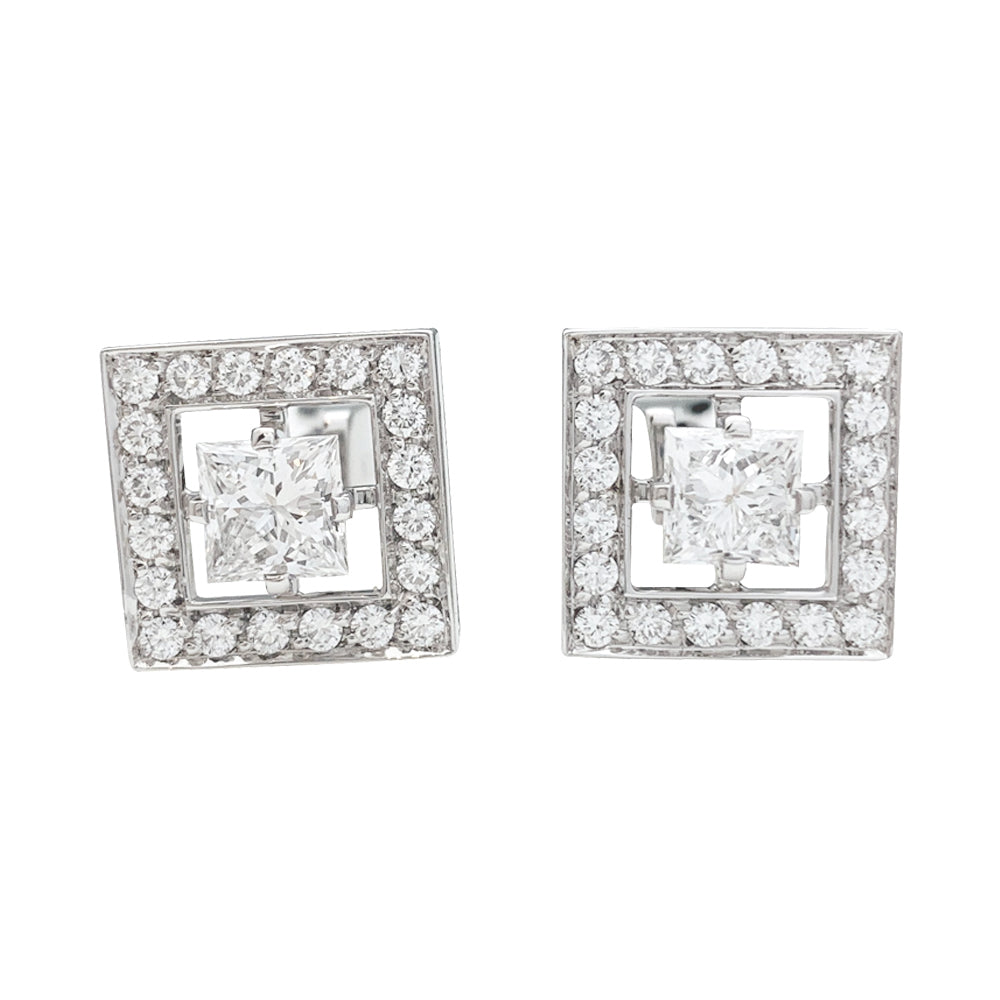 Boutons de manchette Boucheron,"Ava", or blanc et diamants.