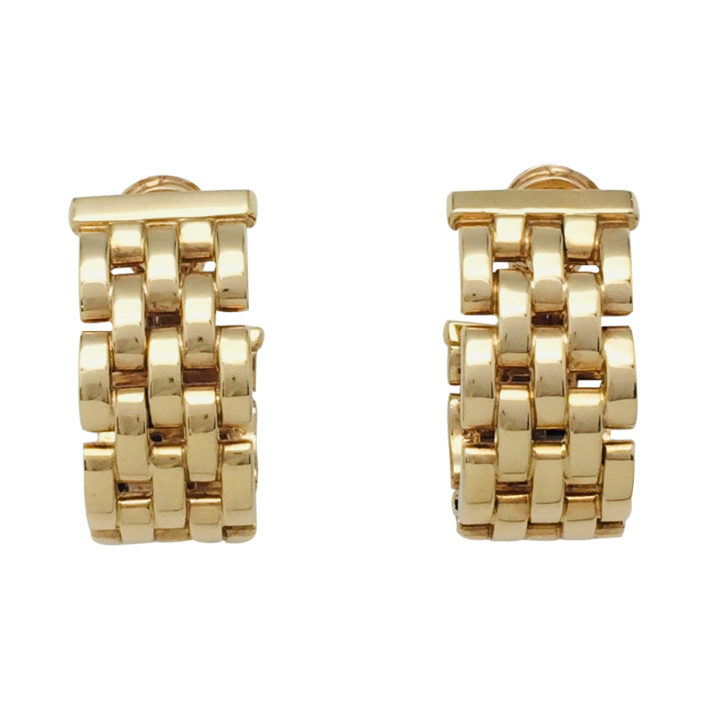 Boucles d'oreilles Cartier maillons Panthère en or jaune.