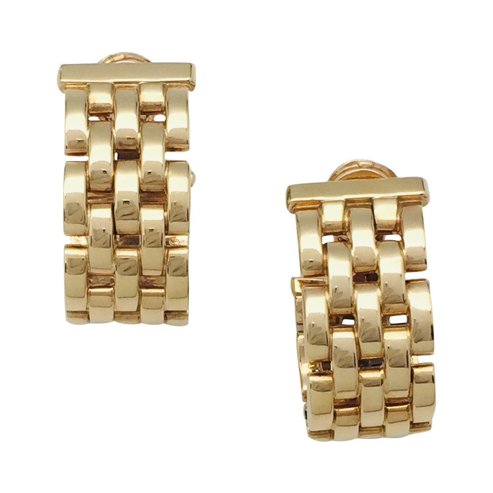 Cartier Panther link earrings in yellow gold.
