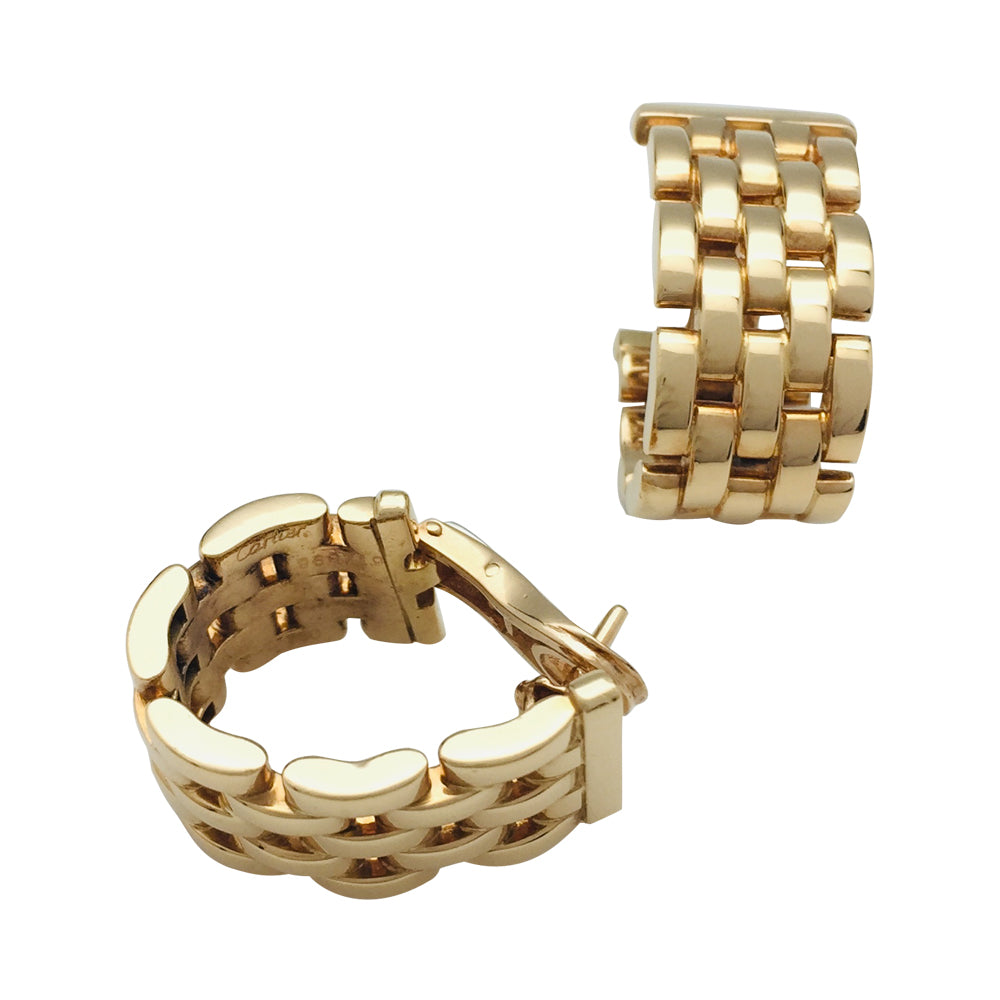 Boucles d'oreilles Cartier maillons Panthère en or jaune.