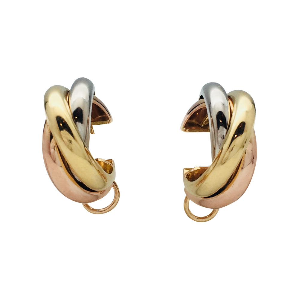 Boucles d'oreilles Cartier, "Trinity", trois ors, grand modèle