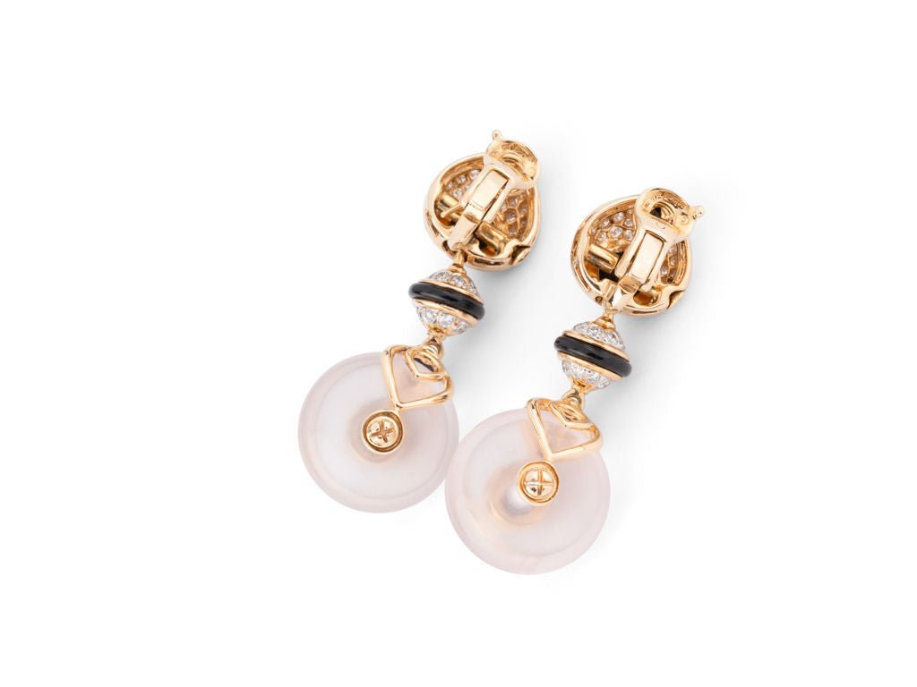 Boucles d’oreilles MARINA B Or jaune, Diamants, Quartz,Onyx - Maison Eloe