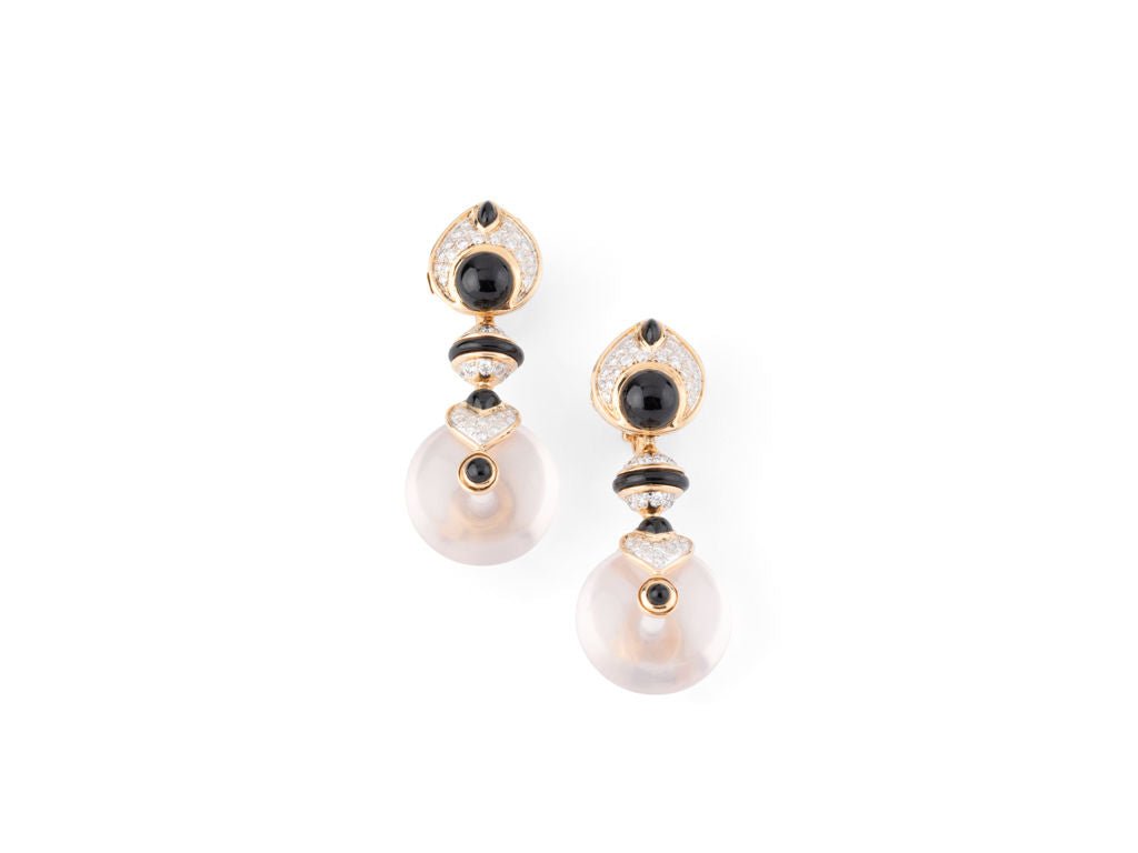 Boucles d’oreilles MARINA B Or jaune, Diamants, Quartz,Onyx - Maison Eloe