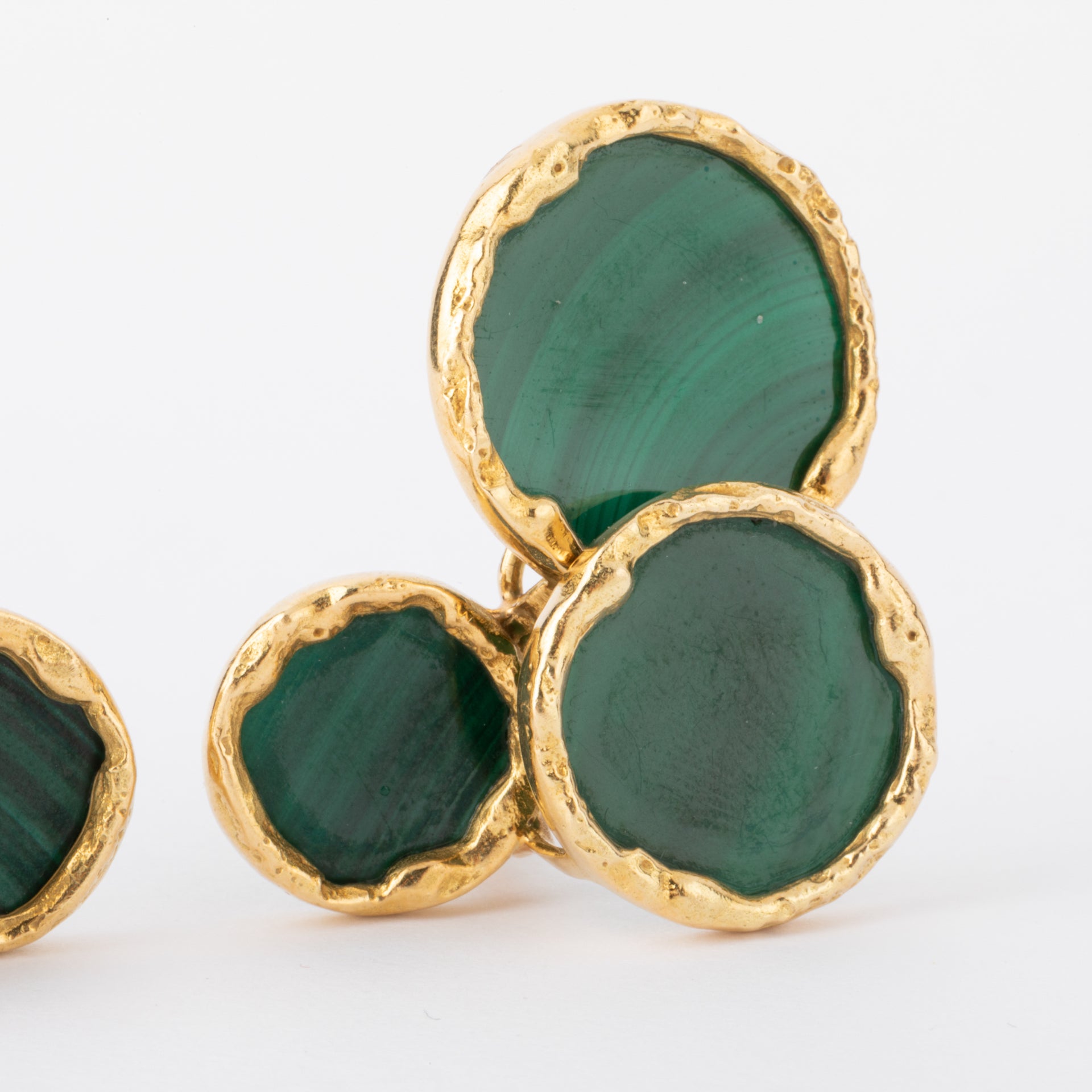 Vintage Malachite earrings, yellow gold, hallmark of Maitre Etablissement Richard.