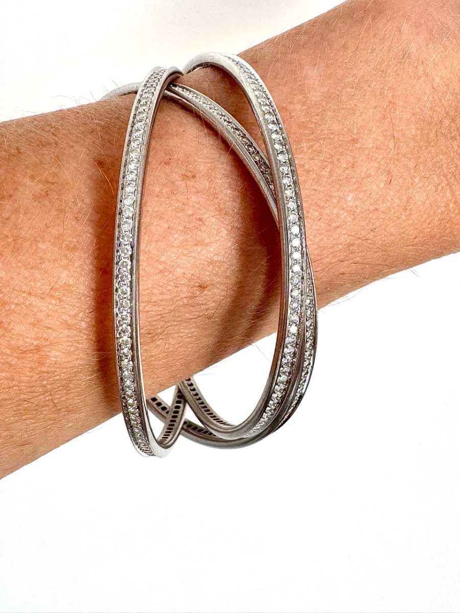 Bracelet Cartier Trinity Or blanc Diamants Vintage - Maison Eloe