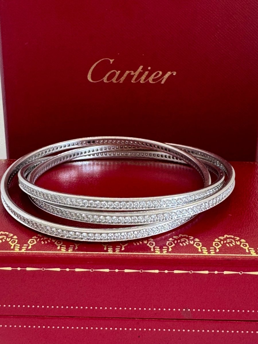 Bracelet Cartier Trinity Or blanc Diamants Vintage - Maison Eloe