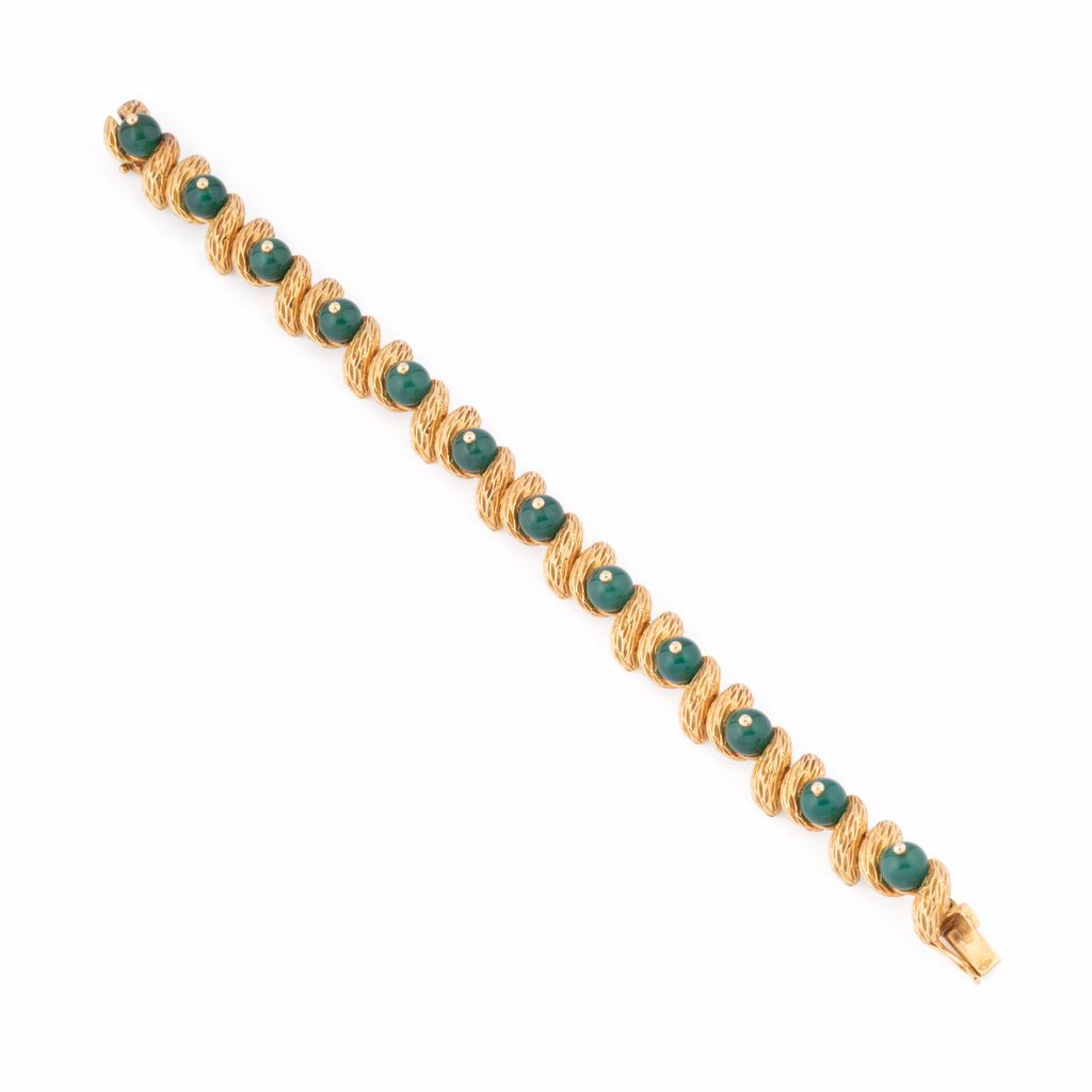 Cartier, Vinage yellow gold Chrysoprase bracelet