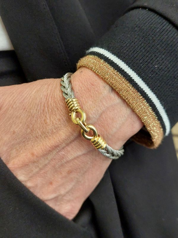 Fred bracelet "force 10" vintage en or jaune et acier