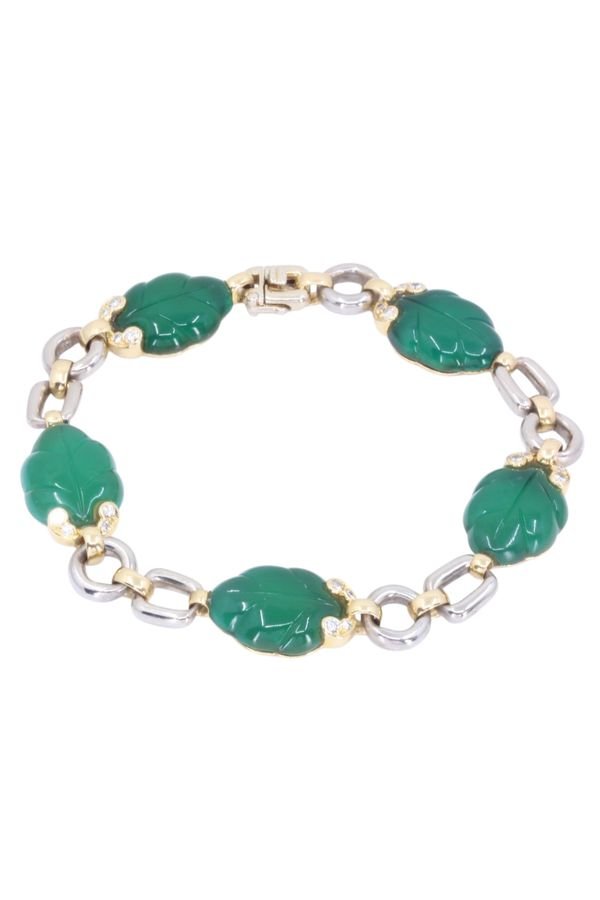 Bracelet CARTIER vintage deux Or et Calcédoine Diamants - Maison Eloe