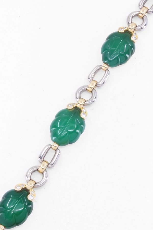 Bracelet CARTIER vintage deux Or et Calcédoine Diamants - Maison Eloe