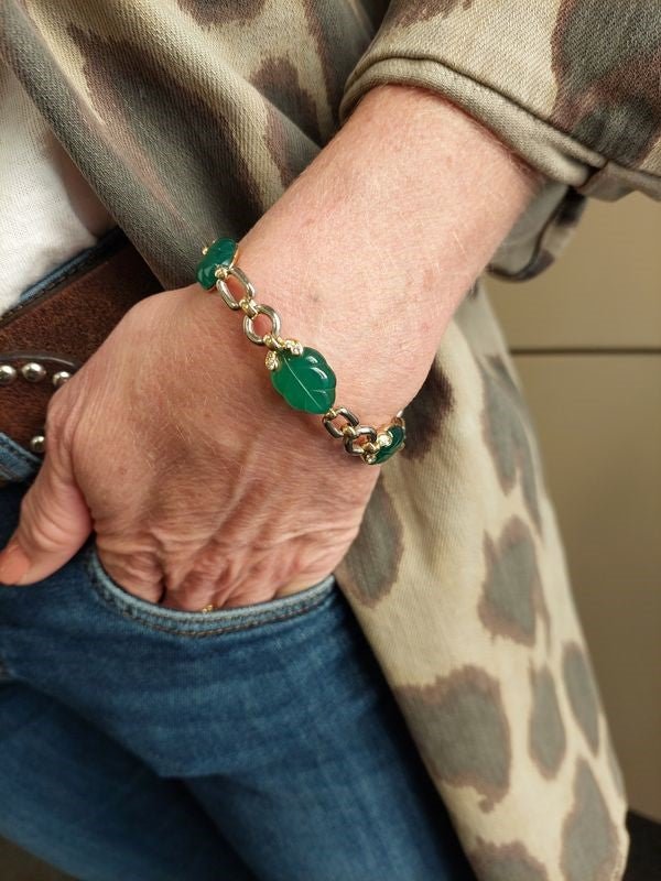 Bracelet CARTIER vintage deux Or et Calcédoine Diamants - Maison Eloe