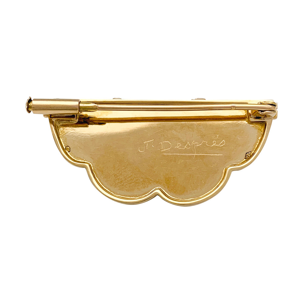 Broche J. Desprès en ors jaune et rose.