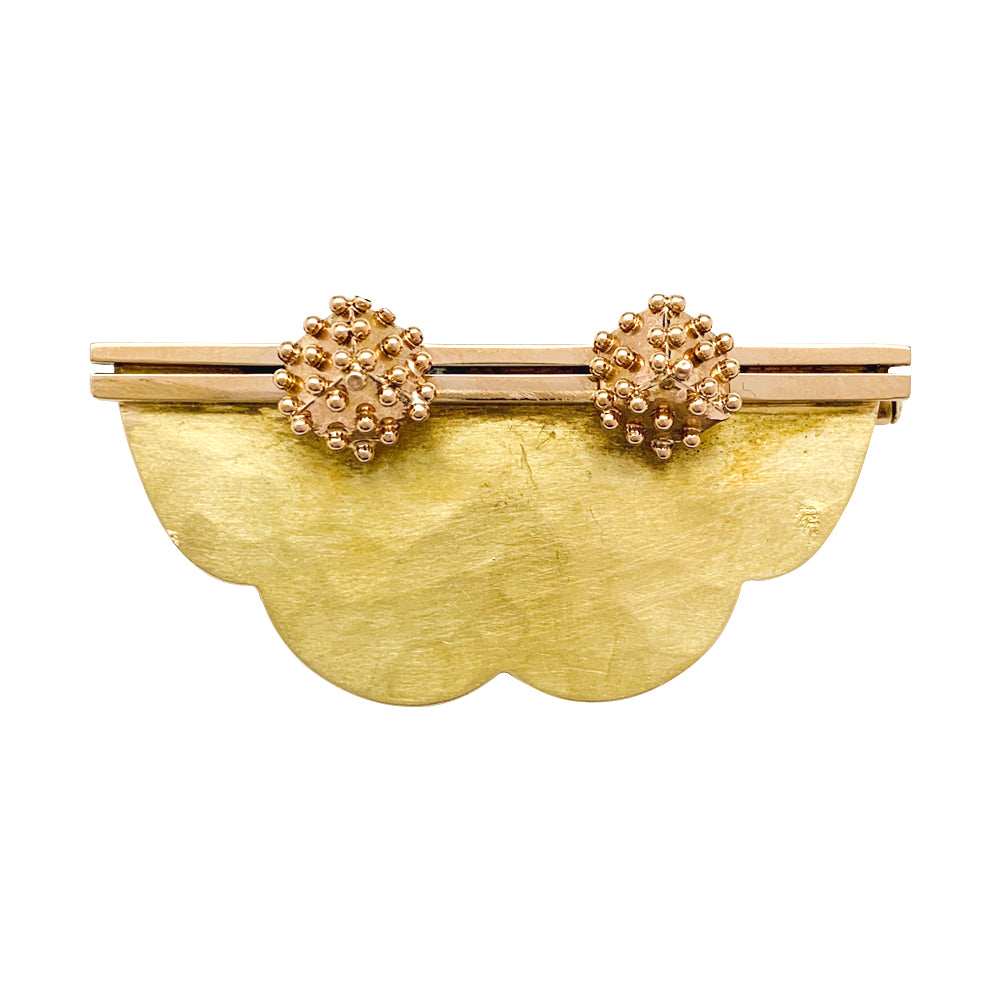 Broche J. Desprès en ors jaune et rose.