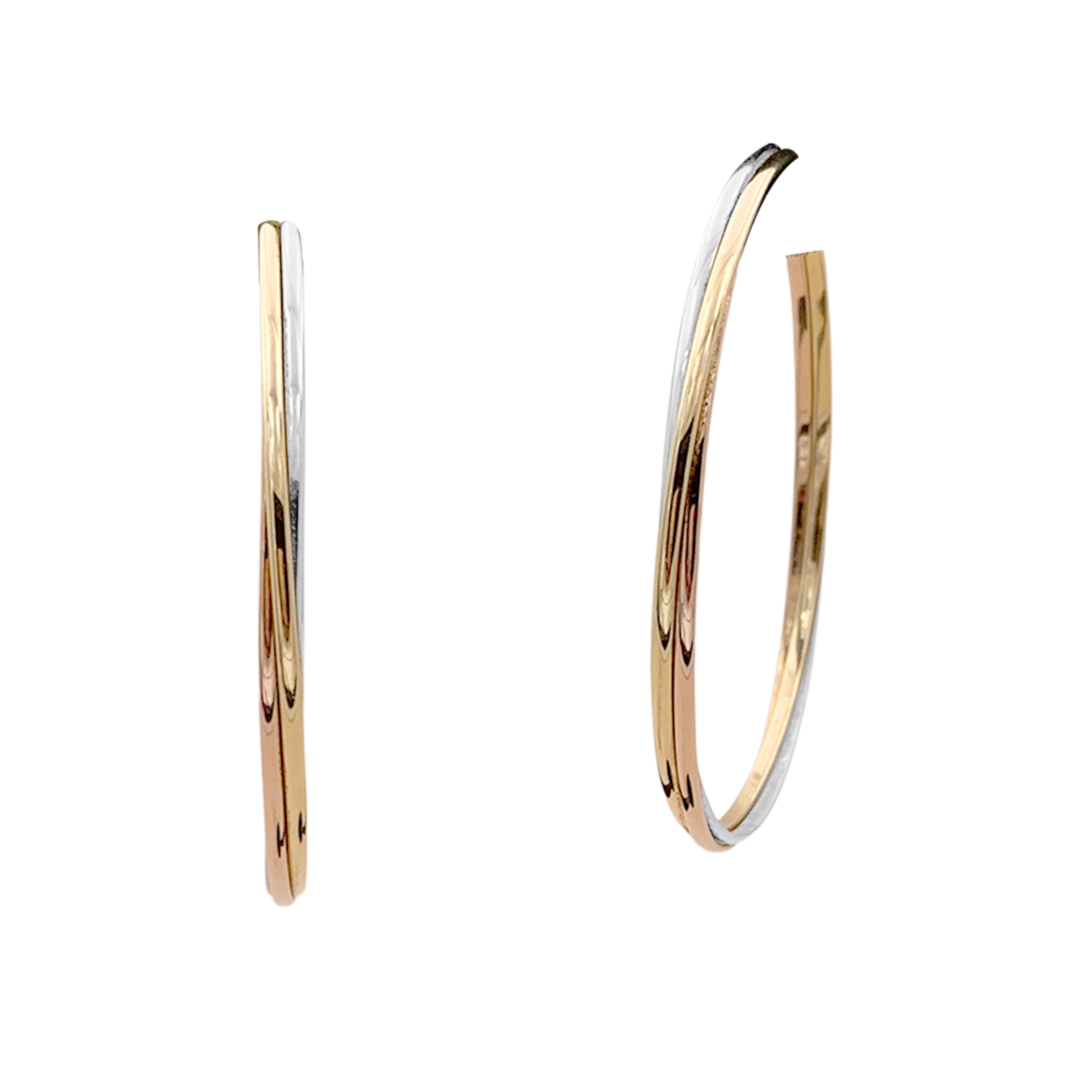 Boucles d'oreilles Cartier, "Trinity", trois ors.