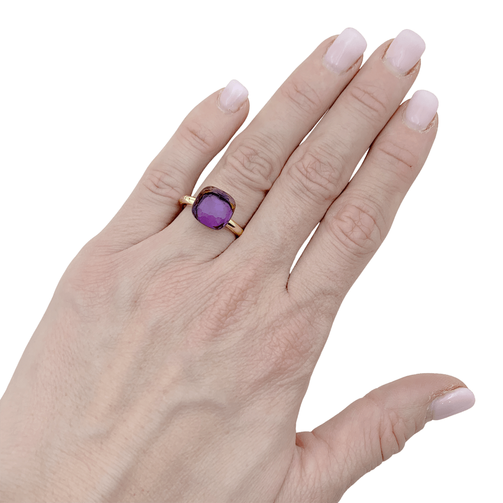 Bague Pomellato,"Nudo Classic", or rose et améthyste.