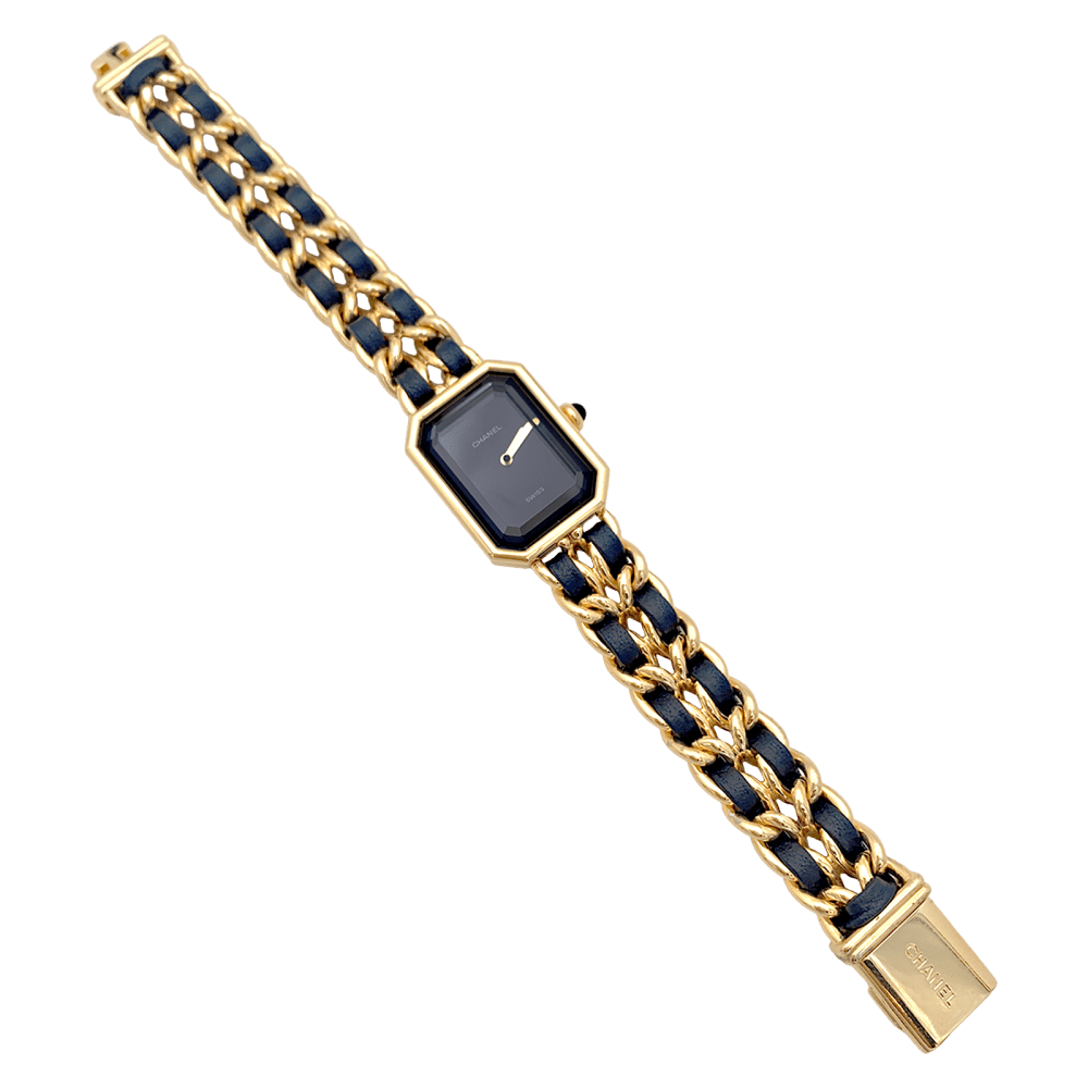 Montre Chanel, "Première", plaqué or, cuir.
