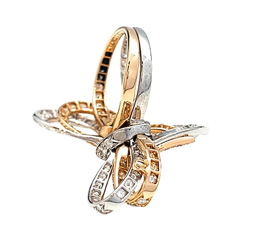 Van Cleef & Arpels ring, "Double Knot", white gold, pink gold, diamonds.