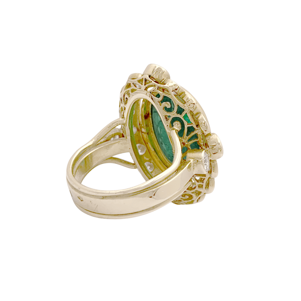 Bague or jaune, émeraude et diamants. - Maison Eloe