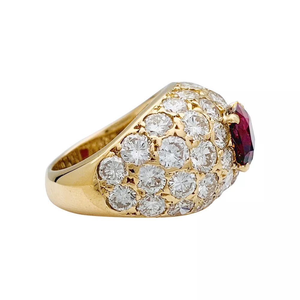 Bague jonc de luxe en or jaune rubis et diamants M.Gérard - Maison Eloe