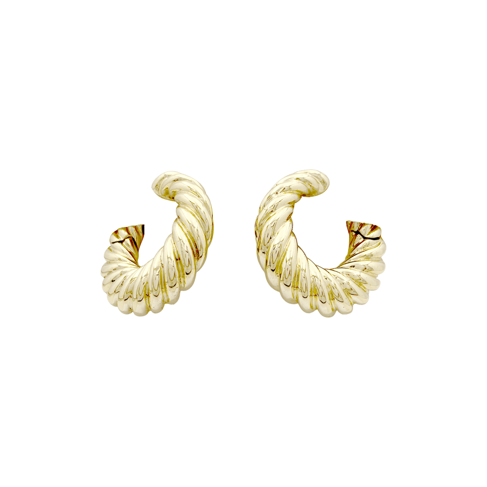Boucles d'oreilles créoles Van Cleef & Arpels, or jaune godronné.
