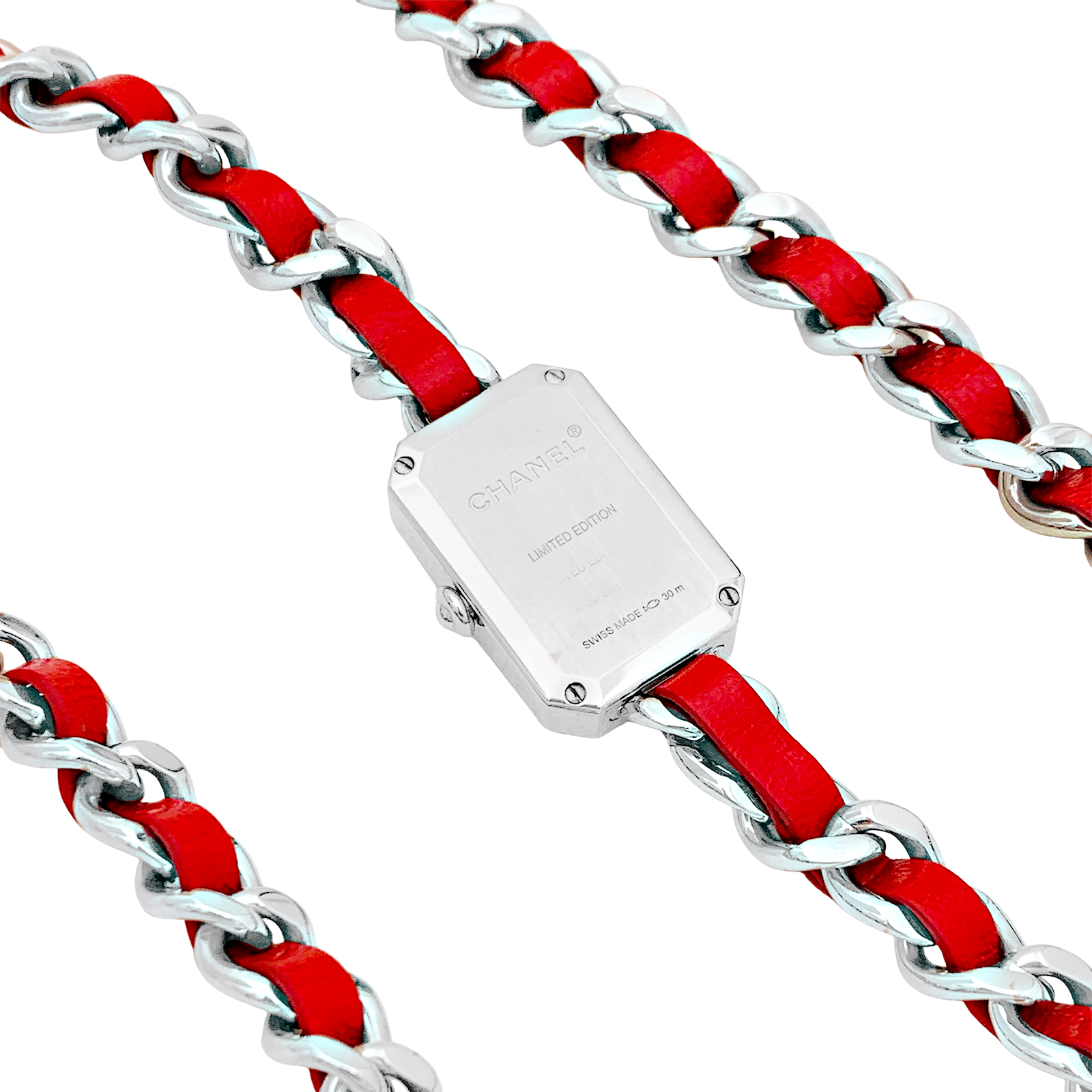 Montre Chanel, "Première Chaîne Iconique", acier, cuir.