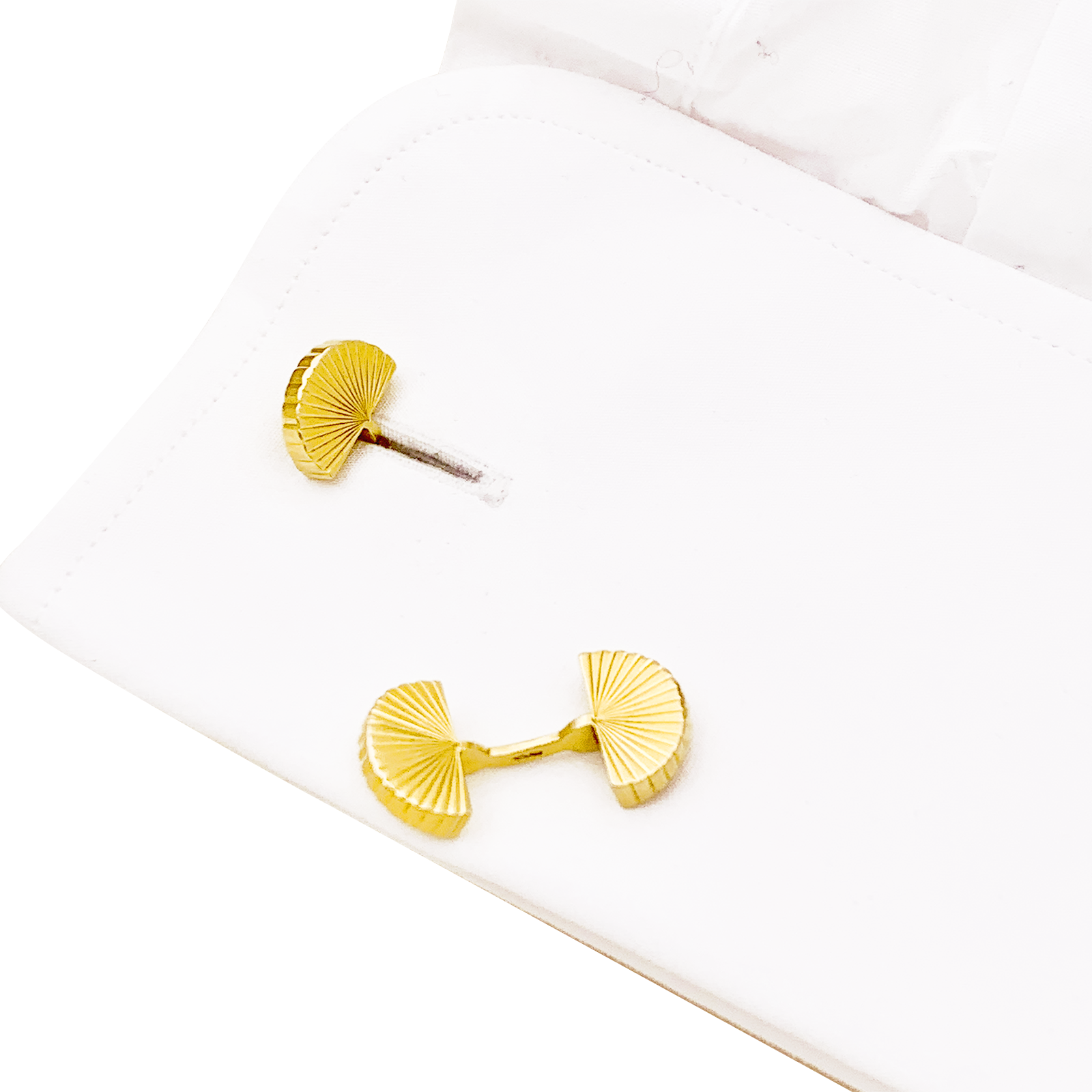 Boutons de manchette vintage Cartier, "Eventail", or jaune.