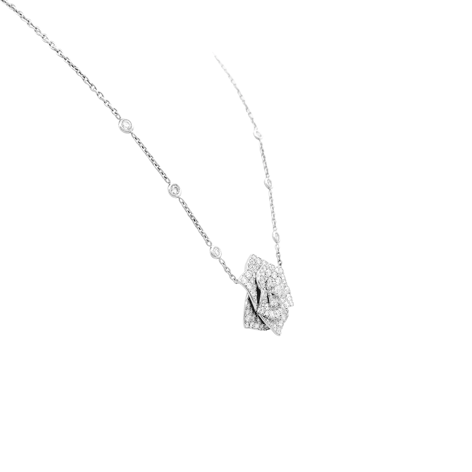 Collier Piaget "Rose" or blanc, diamants.