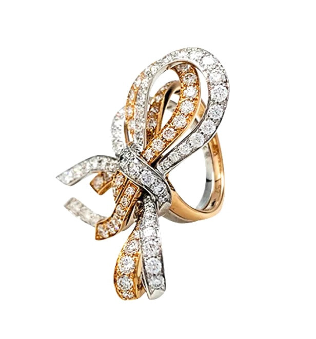 Van Cleef & Arpels ring, "Double Knot", white gold, pink gold, diamonds.