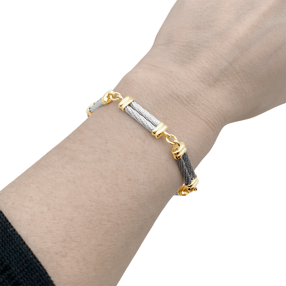 Bracelet Fred, "Force 10", en or jaune, acier.